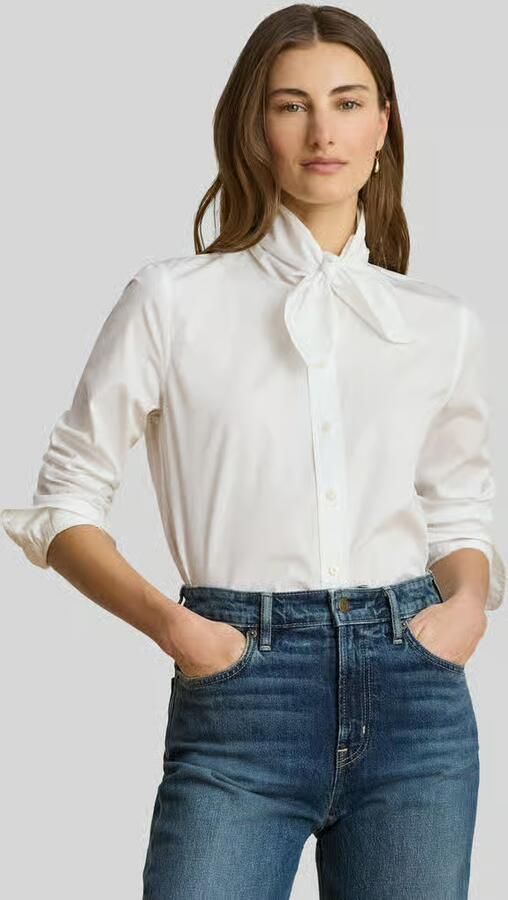 Lauren Ralph Lauren regular fit vrijetijdsblouse van puur katoen met strik - Foto 2