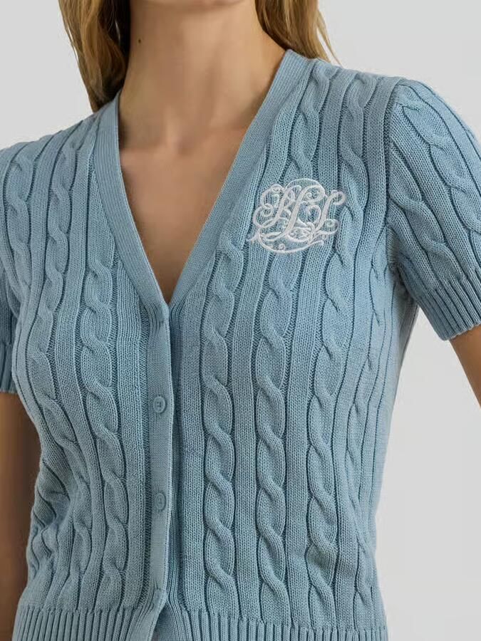 Lauren Ralph Lauren regulat fit gebreid jack met korte mouw van puur katoen