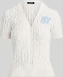 Lauren Ralph Lauren regulat fit gebreid jack met korte mouw van puur katoen