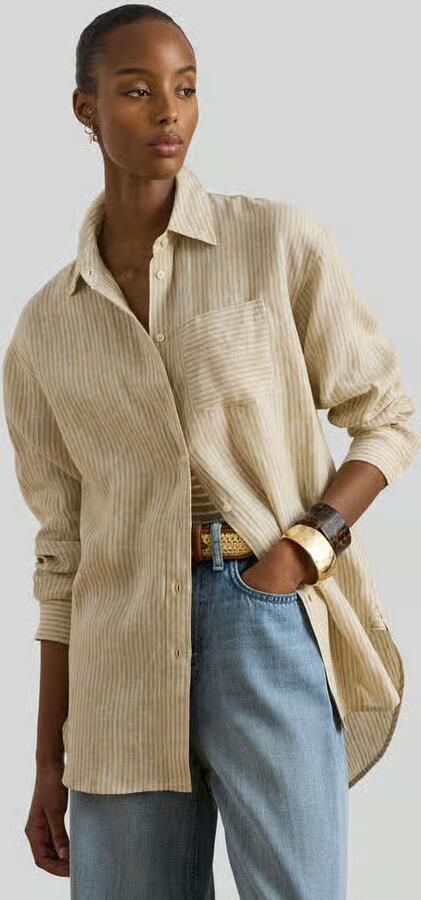 Lauren Ralph Lauren relaxed fit blouse met lange mouwen van puur linnen - Foto 4