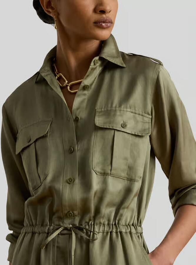 Lauren Ralph Lauren relaxed fit jumpsuit van mix van viscose en linnen