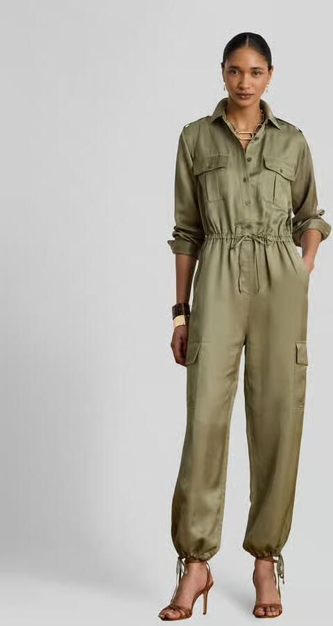 Lauren Ralph Lauren relaxed fit jumpsuit van mix van viscose en linnen - Foto 2