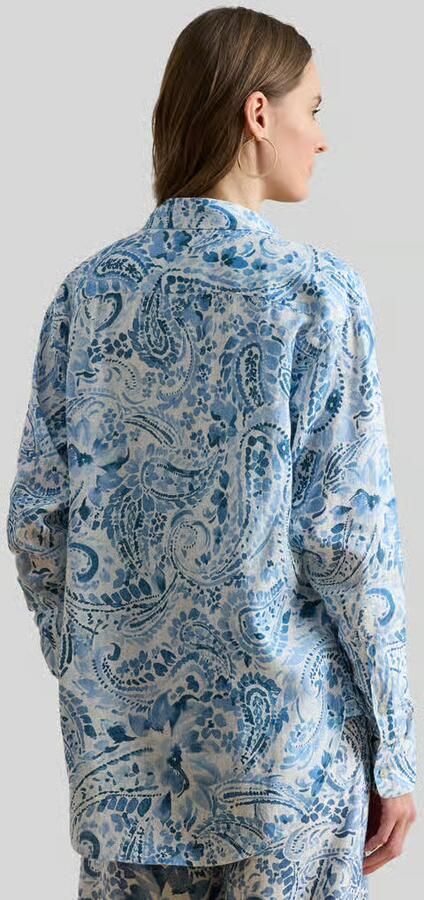 Lauren Ralph Lauren relaxed fit linnen blouse van puur linnen met all-over motief - Foto 4