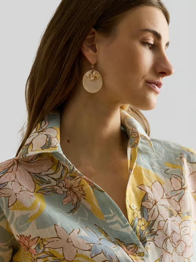 Lauren Ralph Lauren relaxed fit linnen blouse van puur linnen met floraler all-over motief