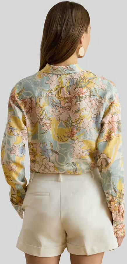 Lauren Ralph Lauren relaxed fit linnen blouse van puur linnen met floraler all-over motief