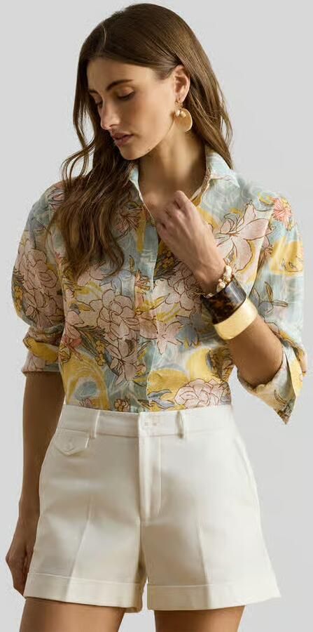 Lauren Ralph Lauren relaxed fit linnen blouse van puur linnen met floraler all-over motief - Foto 2