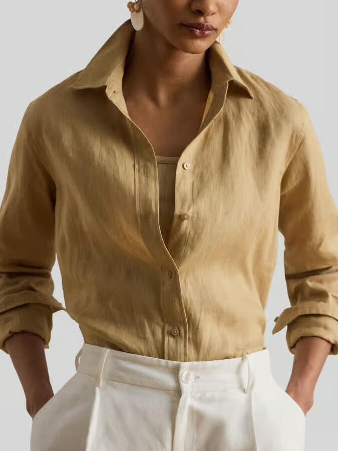 Lauren Ralph Lauren Regular fit linnen blouse met overhemdkraag model 'KARRIE'