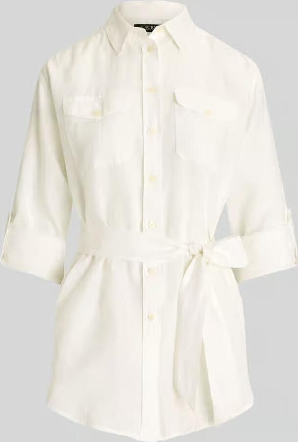 Lauren Ralph Lauren Regular fit linnen blouse met lange mouwen en strikceintuur model 'CHADWICK' - Foto 2