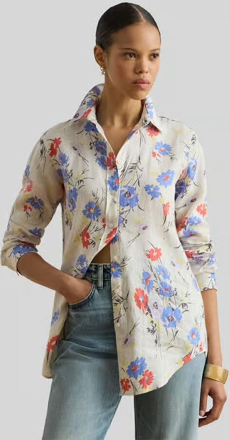 Lauren Ralph Lauren relaxed fit overhemdblouse van puur linnen - Foto 4