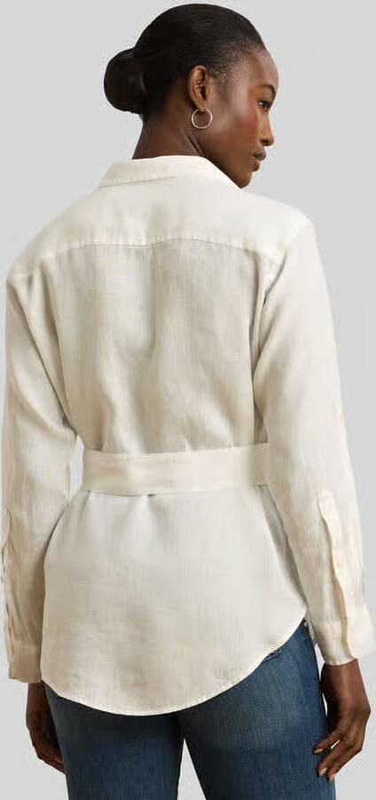 Lauren Ralph Lauren Regular fit linnen blouse met lange mouwen en strikceintuur model 'CHADWICK' - Foto 4