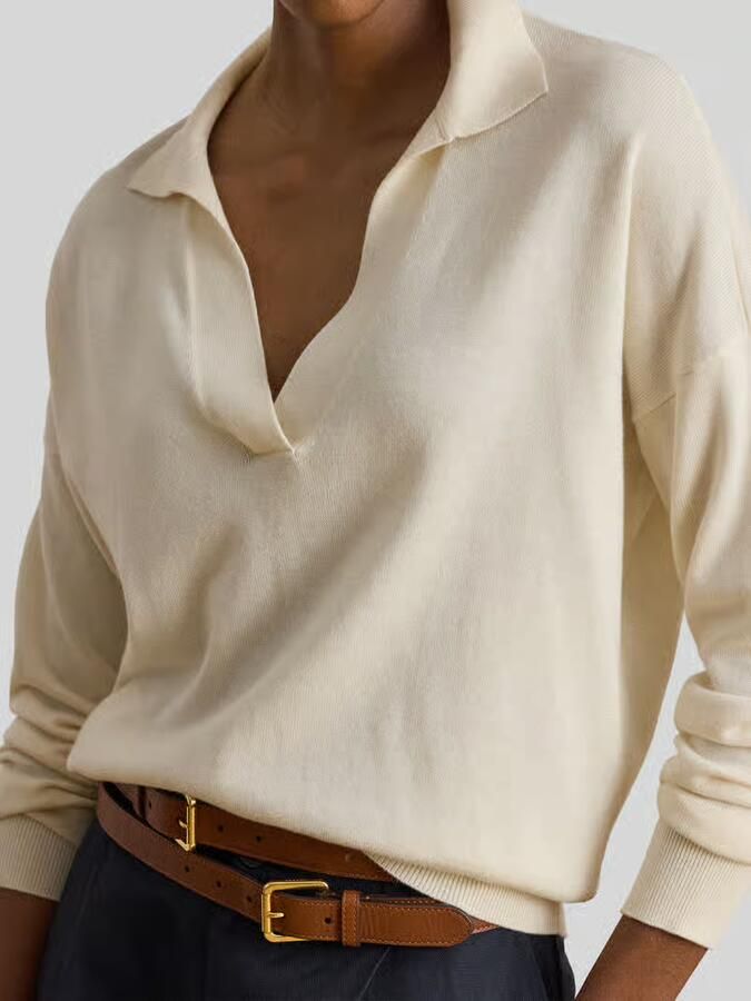 Lauren Ralph Lauren relaxed fit pullover van katoenmix met polokraag