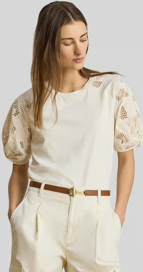 Lauren Ralph Lauren relaxed fit T-shirt van puur katoen met mouwen van broderie - Foto 3