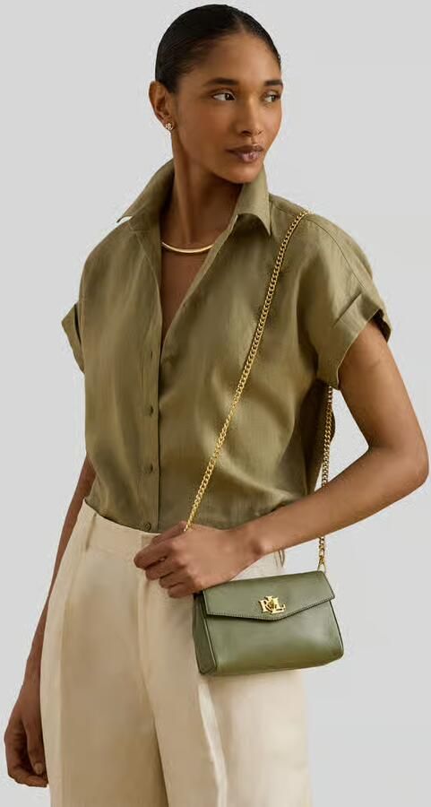 Lauren Ralph Lauren Schoudertas van echt leer met afneembare draagketting - Foto 2