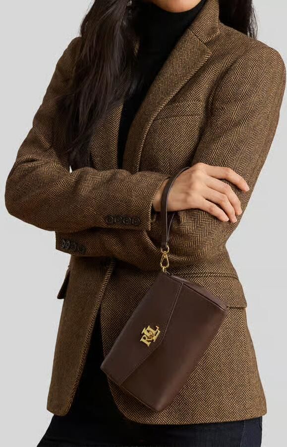 Lauren Ralph Lauren Schoudertas van echt leer met afneembare draagketting - Foto 2