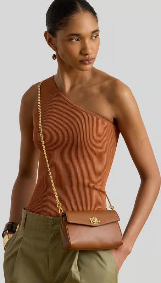 Lauren Ralph Lauren Schoudertas van echt leer met afneembare draagketting - Foto 2