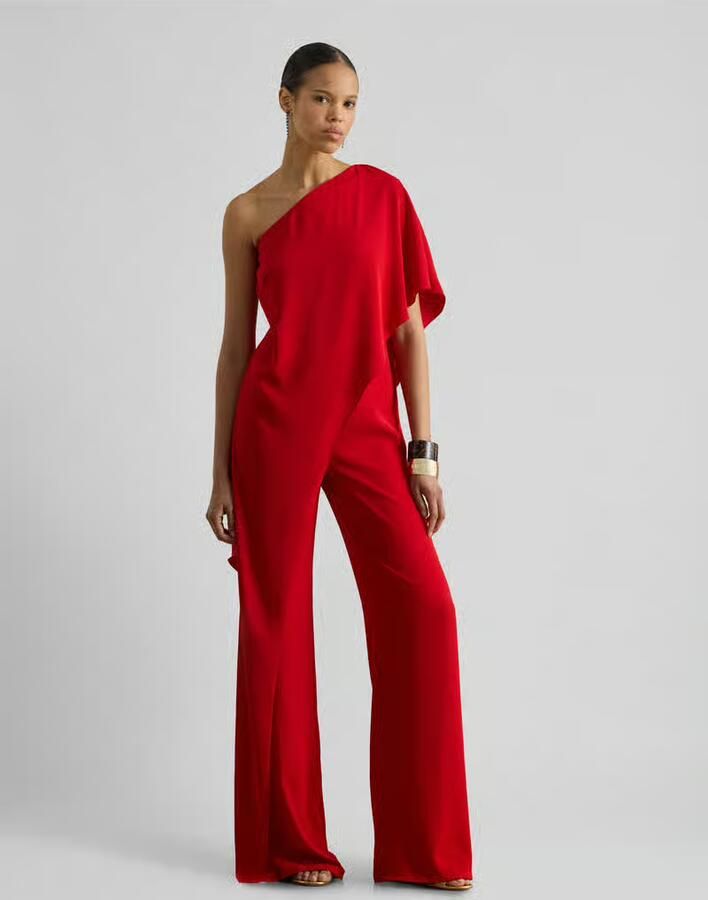 Lauren Ralph Lauren shaped fit jumpsuit met zacht vallende cape-overlay. - Foto 2