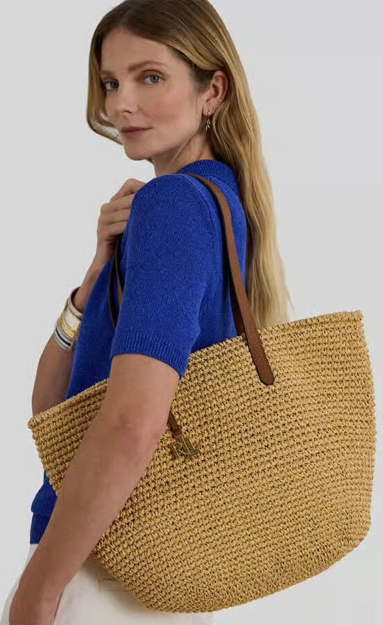 Lauren Ralph Lauren Shopper van stro met logo-applicatie - Foto 4
