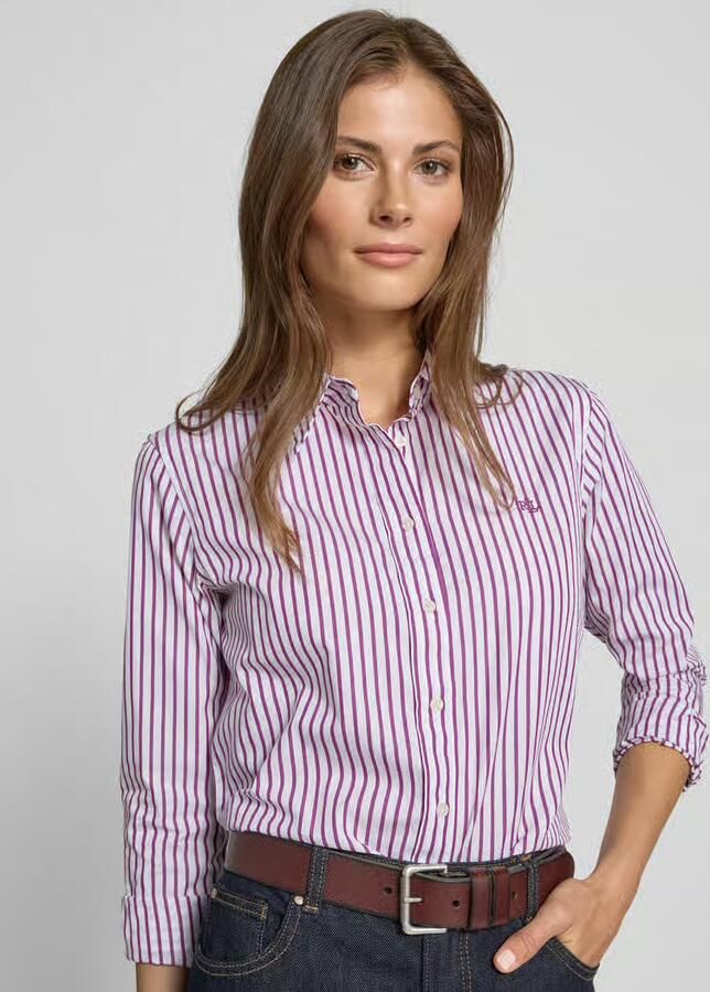 Lauren Ralph Lauren Slim fit overhemdblouse met logostitching model 'Jamelko' - Foto 2
