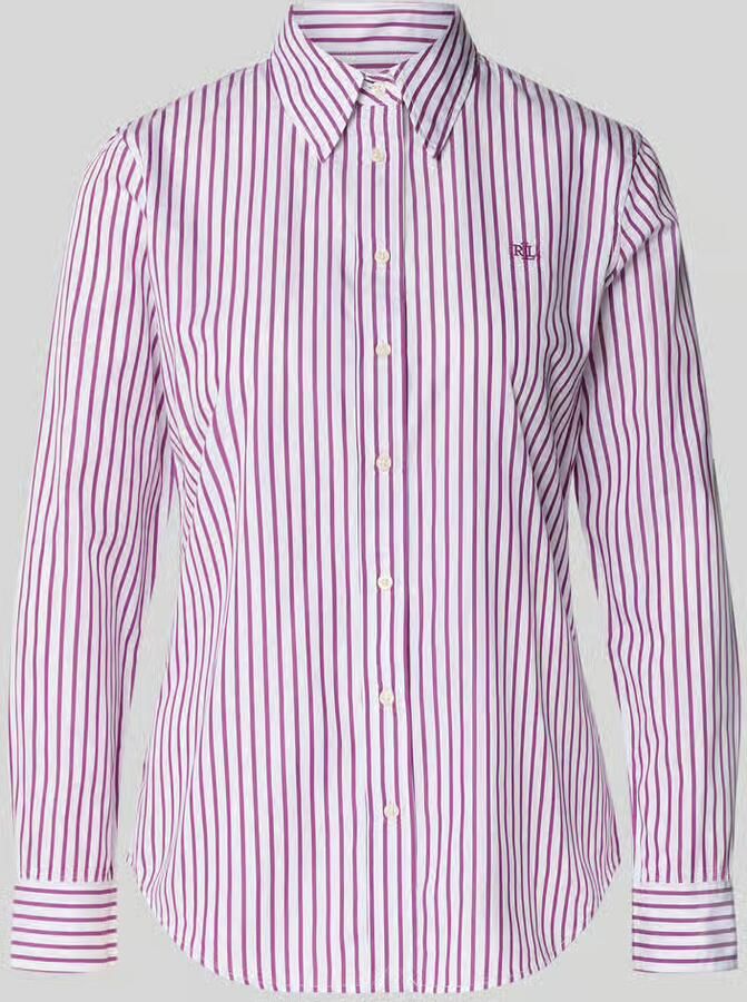 Lauren Ralph Lauren Slim fit overhemdblouse met logostitching model 'Jamelko'
