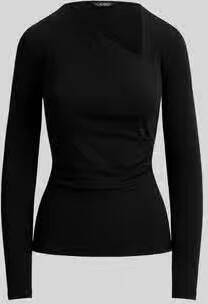 Lauren Ralph Lauren slim fit shirt met lange mouwen met asymmetrische hals