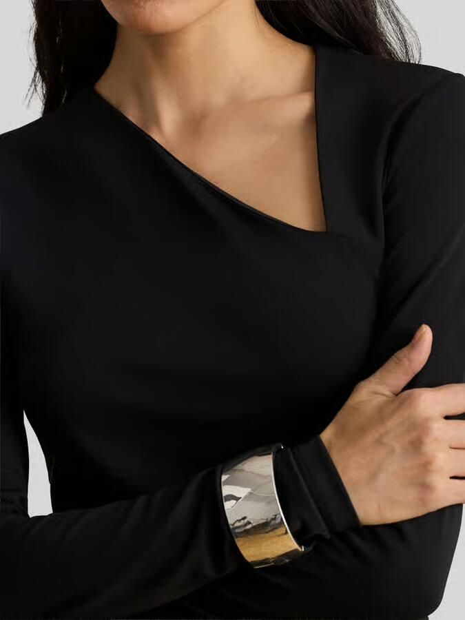 Lauren Ralph Lauren slim fit shirt met lange mouwen met asymmetrische hals