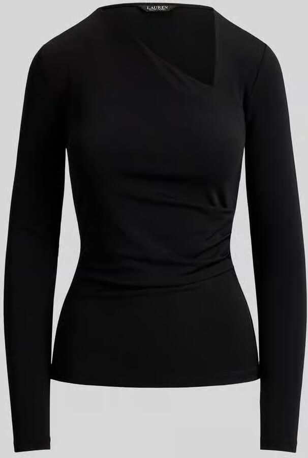 Lauren Ralph Lauren slim fit shirt met lange mouwen met asymmetrische hals - Foto 2
