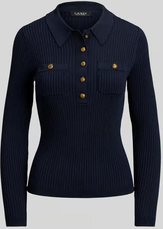 Lauren Ralph Lauren slim fit shirt met lange mouwen van viscosemix met knopen - Foto 2