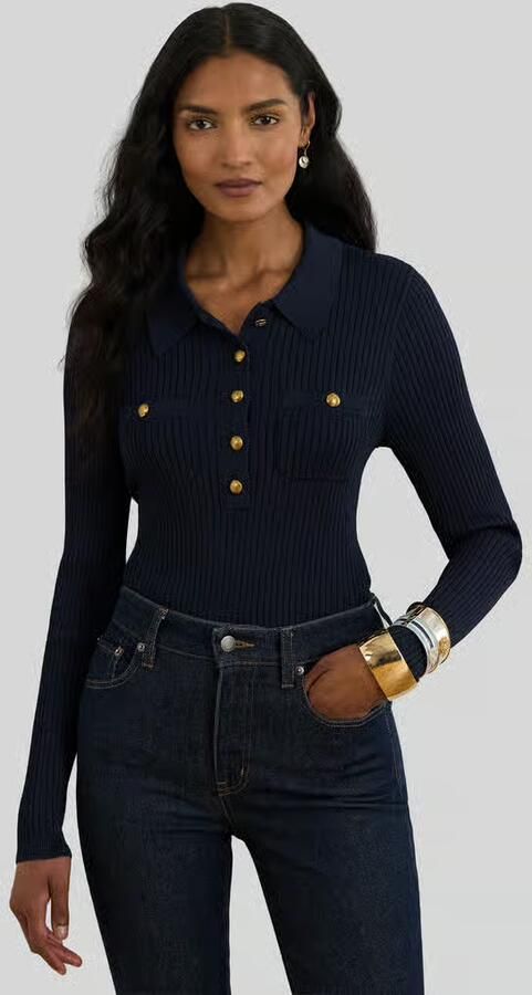 Lauren Ralph Lauren slim fit shirt met lange mouwen van viscosemix met knopen - Foto 2