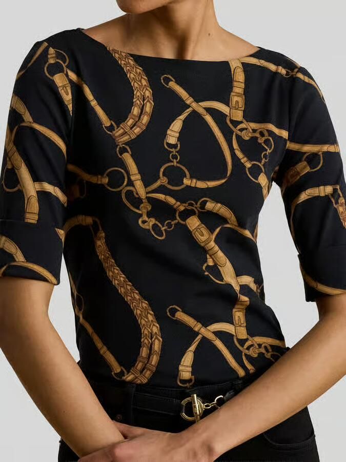 Lauren Ralph Lauren slim fit T-shirt met all-over motief model 'JUDY'