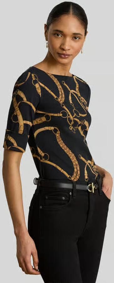 Lauren Ralph Lauren slim fit T-shirt met all-over motief model 'JUDY' - Foto 3