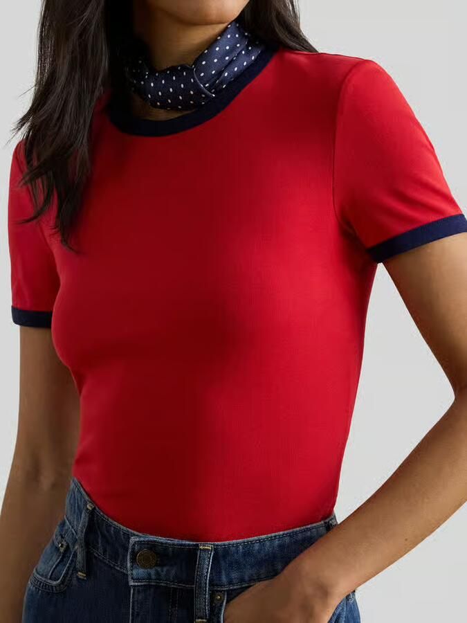 Lauren Ralph Lauren Slim fit T-shirt van katoenmix