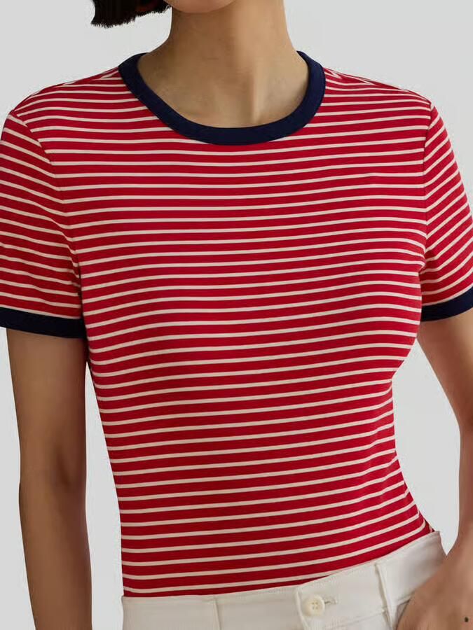 Lauren Ralph Lauren slim fit T-shirt van katoenmix