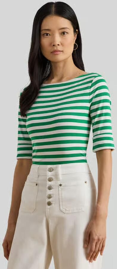 Lauren Ralph Lauren Slim fit T-shirt van katoenmix - Foto 4