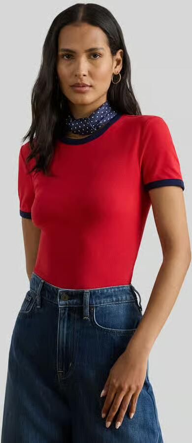 Lauren Ralph Lauren Slim fit T-shirt van katoenmix - Foto 4
