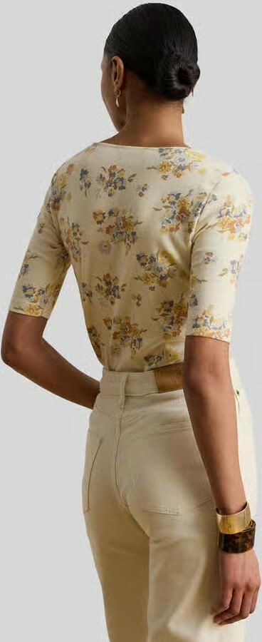 Lauren Ralph Lauren slim fit T-shirt van katoenmix met kant - Foto 3