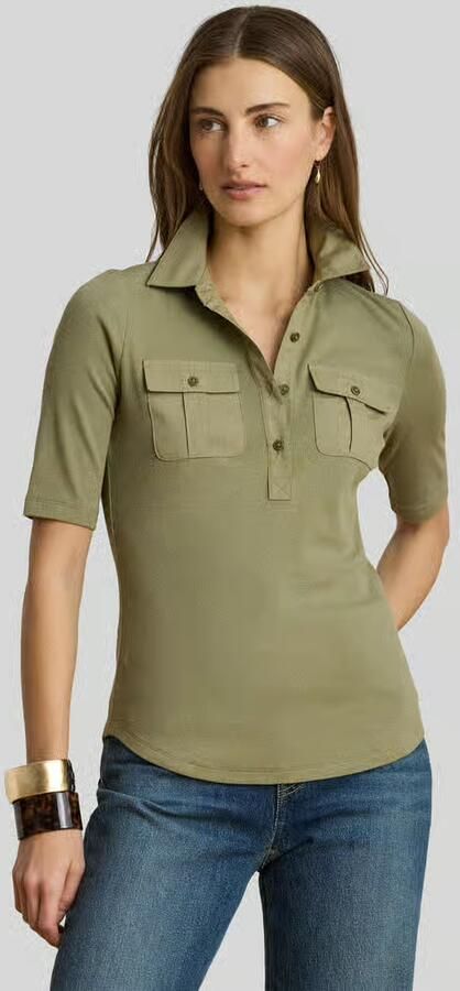 Lauren Ralph Lauren slim fit T-shirt van katoenmix model 'HAIDELLE' - Foto 3