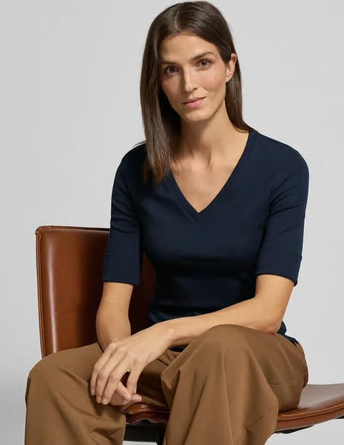 Lauren Ralph Lauren Slim fit T-shirt van katoenmix model 'JUDY'