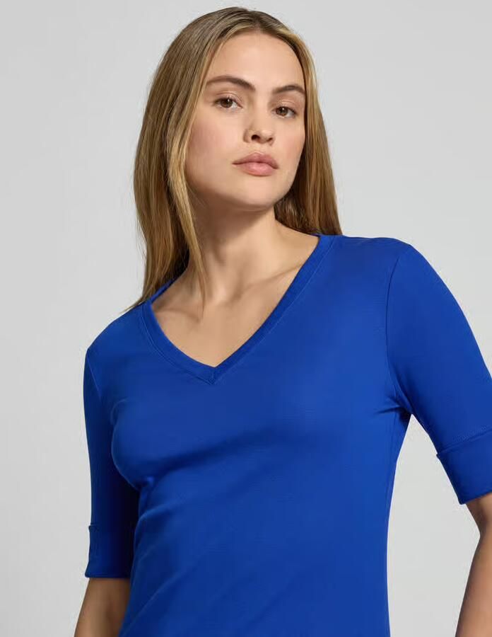 Lauren Ralph Lauren Slim fit T-shirt van katoenmix model 'JUDY'