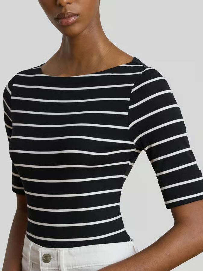 Lauren Ralph Lauren slim fit T-shirt van katoenmix model 'JUDY'