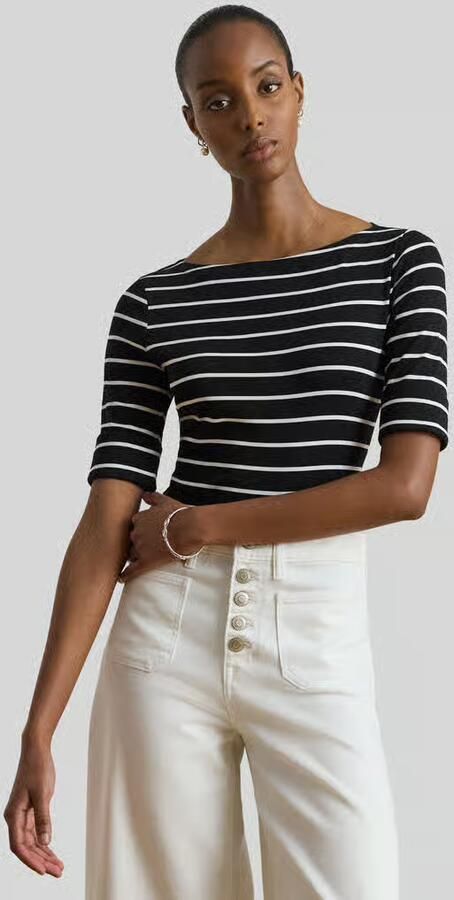Lauren Ralph Lauren slim fit T-shirt van katoenmix model 'JUDY' - Foto 3