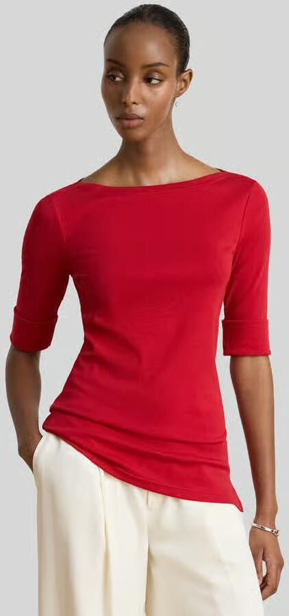 Lauren Ralph Lauren Slim fit t-shirt van katoenmix model 'JUDY' - Foto 3
