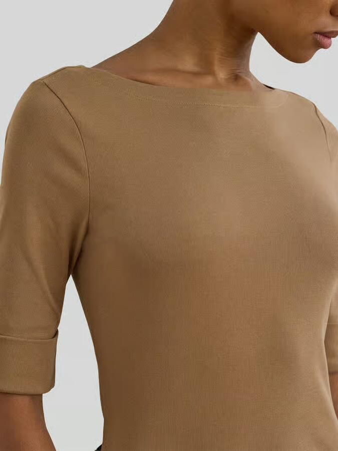 Lauren Ralph Lauren T-shirt met geribde boothals model 'JUDY' - Foto 3