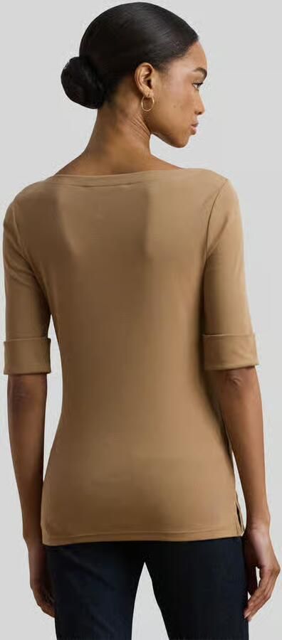 Lauren Ralph Lauren T-shirt met geribde boothals model 'JUDY' - Foto 9