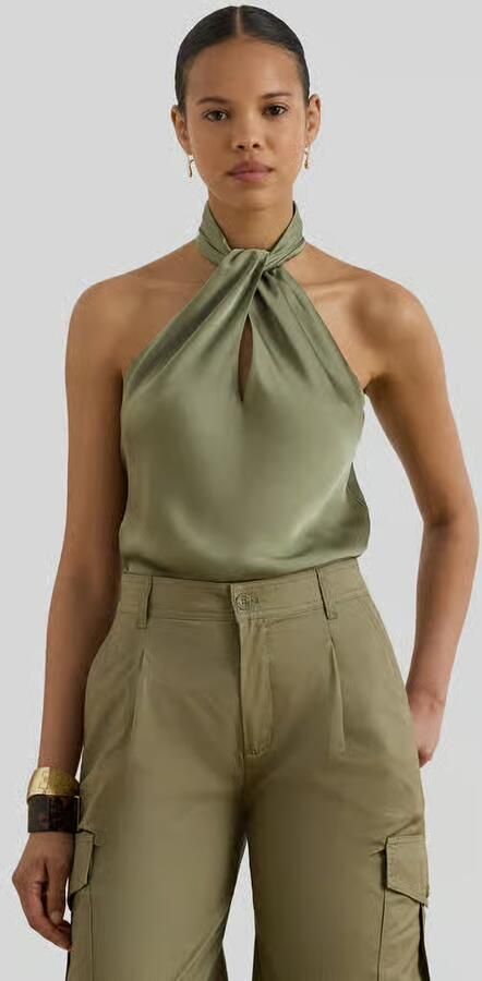 Lauren Ralph Lauren slim fit top met hals met halter - Foto 2