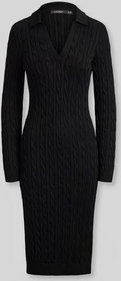 Lauren Ralph Lauren slim fit tricotjurk van mix van katoen en viscose
