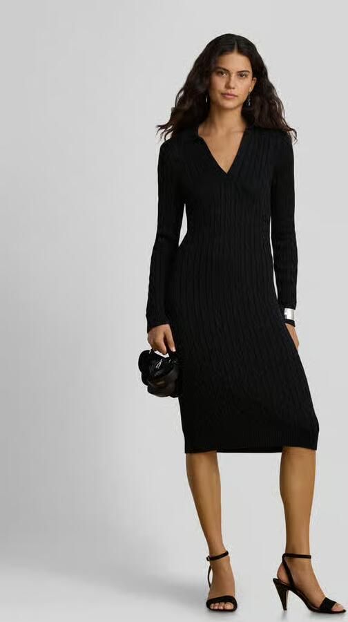 Lauren Ralph Lauren slim fit tricotjurk van mix van katoen en viscose - Foto 2
