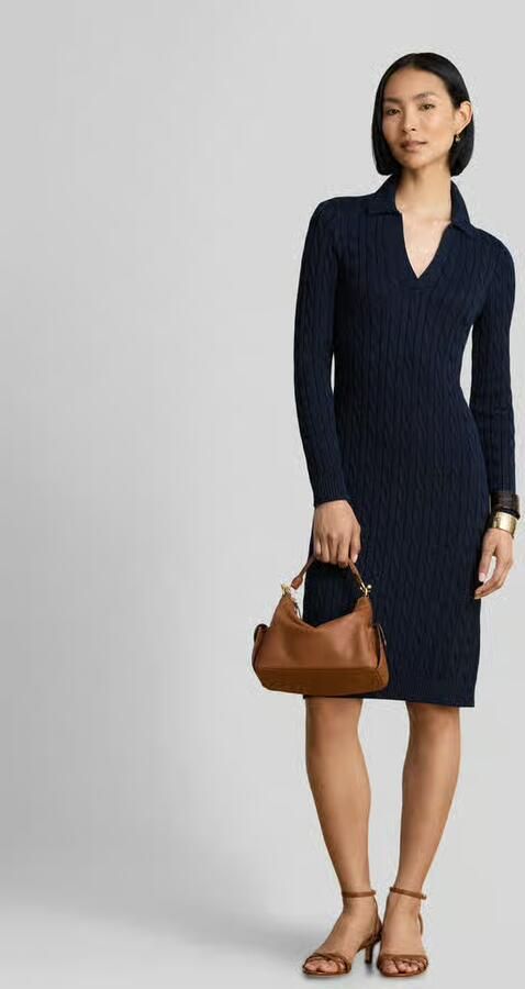 Lauren Ralph Lauren slim fit tricotjurk van mix van katoen en viscose - Foto 3