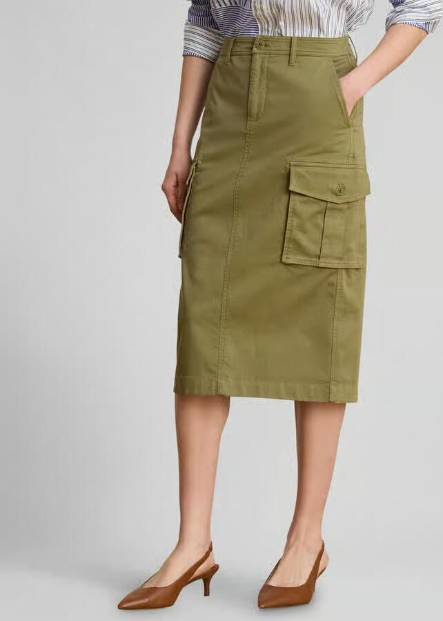 Lauren Ralph Lauren Smalle midi-rok van katoenmix - Foto 2