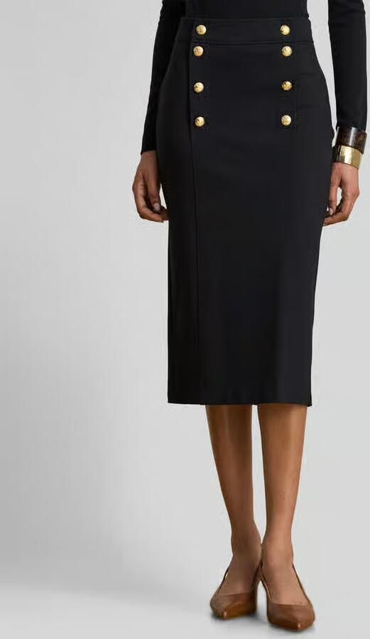 Lauren Ralph Lauren tapered fit kokerrok van viscosemix - Foto 2