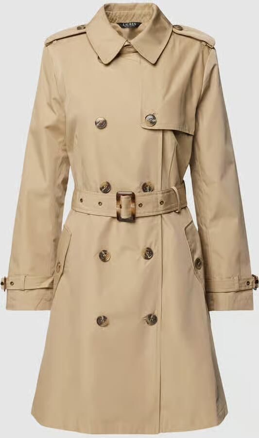 Ralph Lauren Beige Jassen met Afneembare Riem en Dubbele Knopenrij Beige Dames